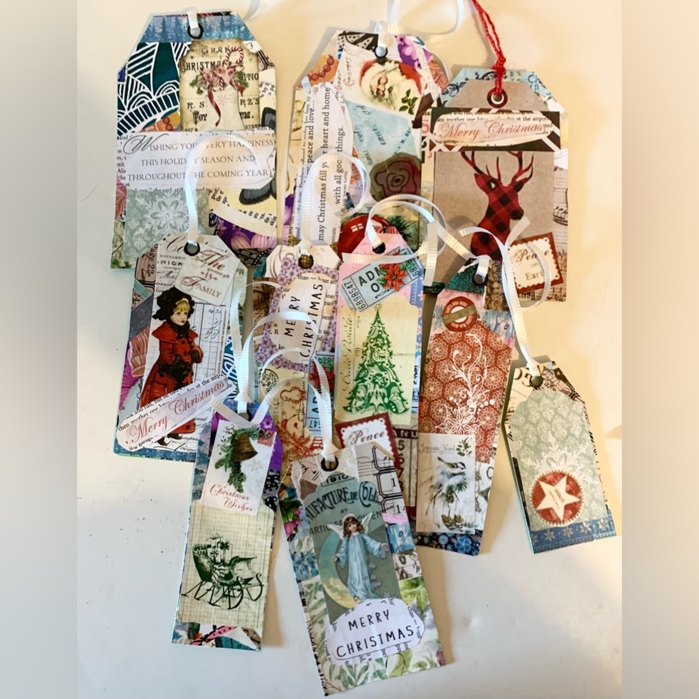 2 for $30 Handmade Christmas Tags: Gift Tags/Journal Tags/Bookmarks - 10 pack